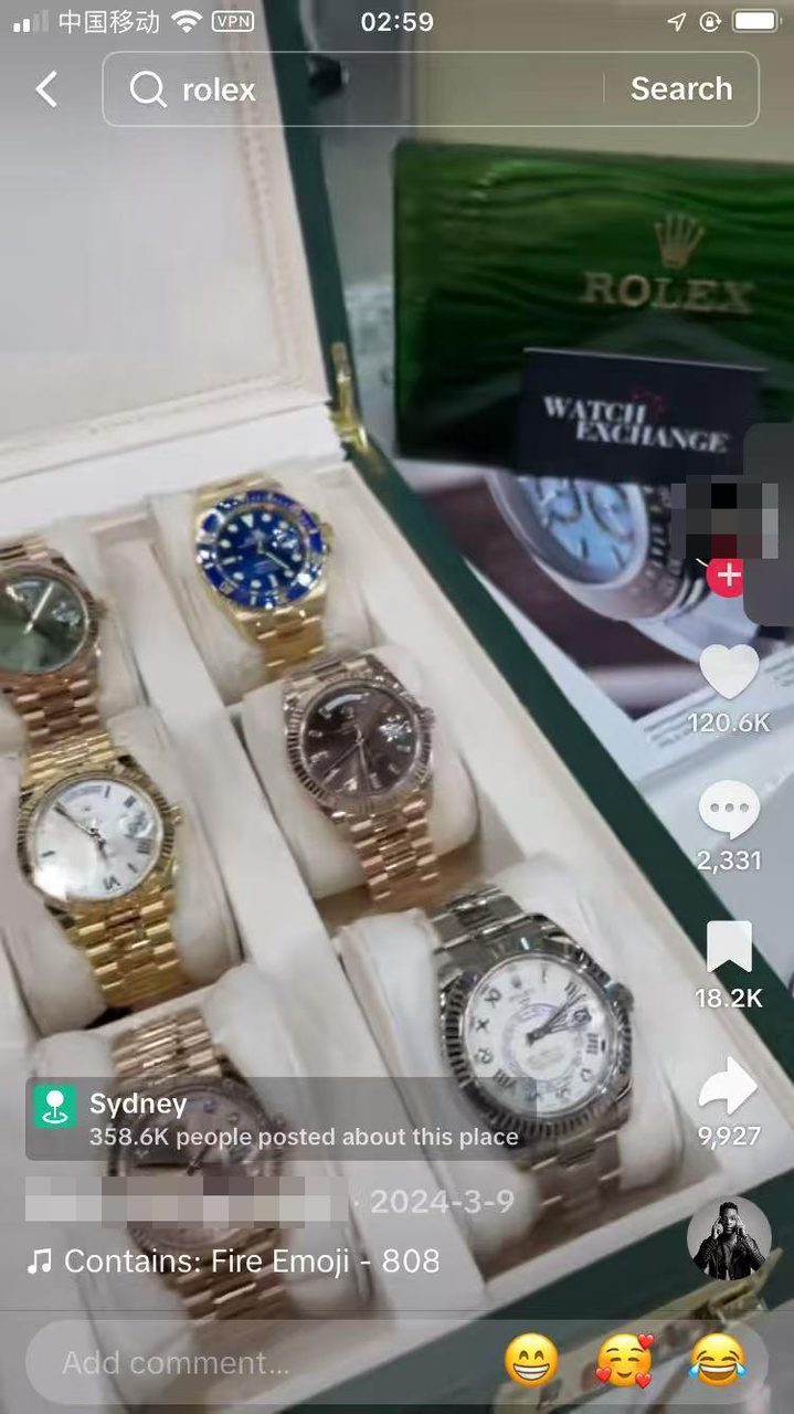 TikTok 搜索 rolex