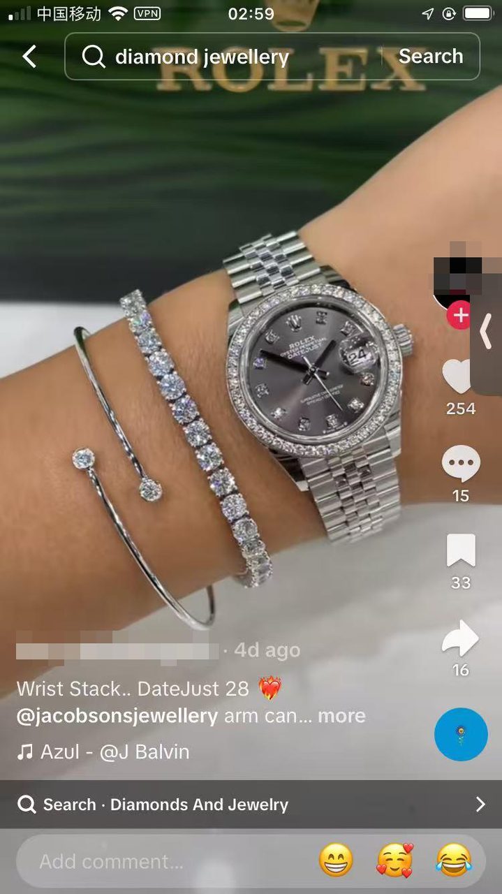 TikTok 搜索 diamond jewellery